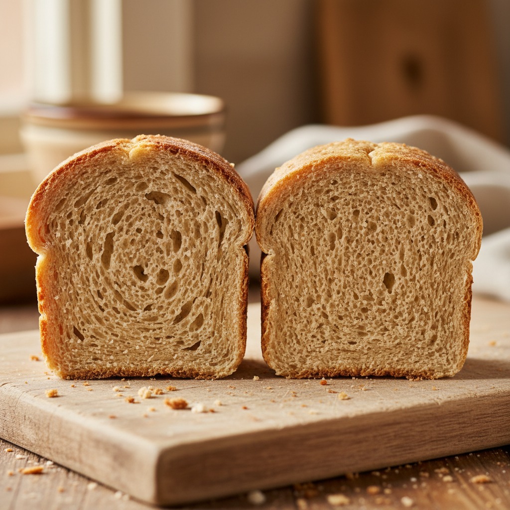 Traditional wheat bread forms an open crumb structure from gluten development. Most keto breads lack this network, resulting in dense texture.